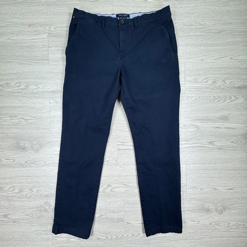 Tommy Hilfiger Mens Chino Pants Slim Fit Stretch Navy Blue 34x30 Casual Trousers